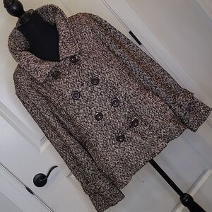 Last Kiss sz 3X wool blend brown tweed jacket with oversized buttons